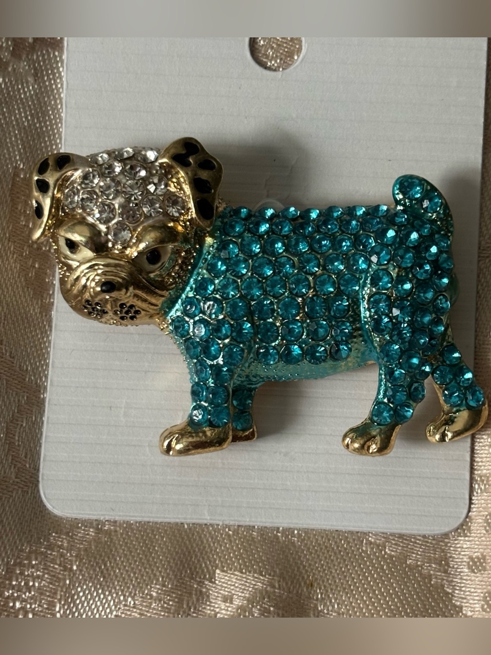 New Rhinestone Pug Bull Dog Pin